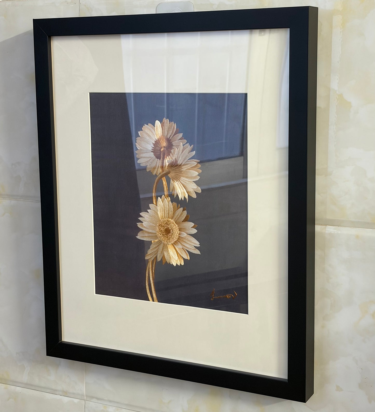 Oil painting style hand embroidery wall art