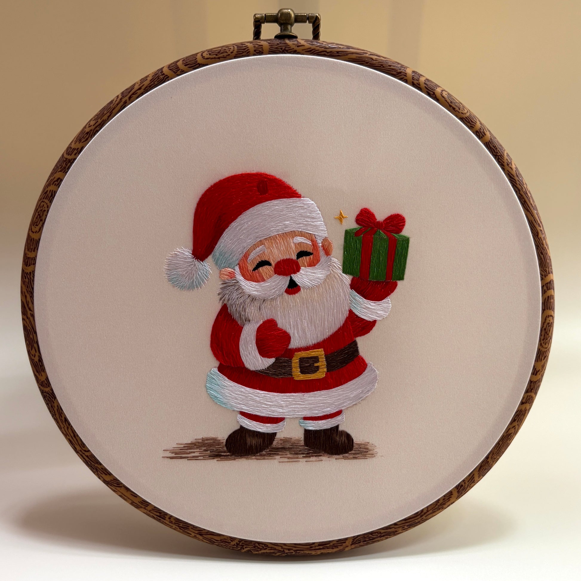 Silk thread embroidered Santa Claus wall art