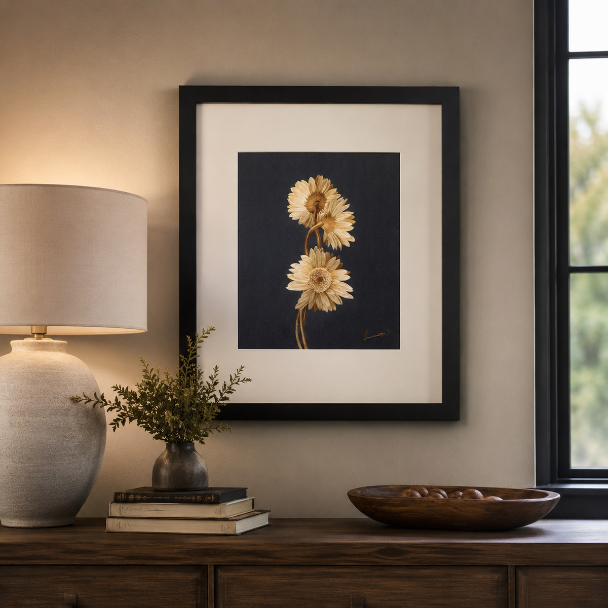 Oil painting style embroidered chrysanthemum modern home decoration